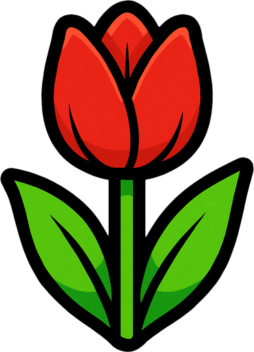 Red tulip.
In-Game asset.  2d.  High contrast.  No shadows