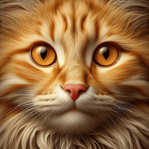 Photorealistic ginger cat face, front view..