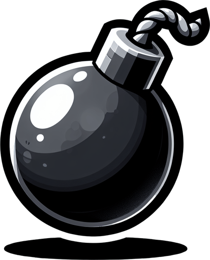 bomb transparent background.
Single Game Texture. In-Game asset. 2d. Blank background. High contrast. No shadows.
