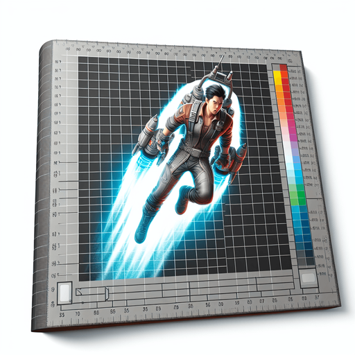 person with jet pack going straight
Single Game Texture.  In-Game asset.  Blank background.  High contrast