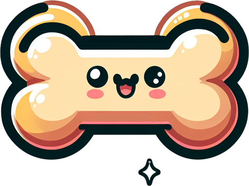 a cute looking dog toy shaped like a bone..
Single Game Texture. In-Game asset. 2d. Blank background. High contrast. No shadows.