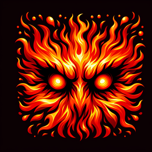 fire with eyes and mouth.
Single Game Texture.  In-Game asset.  2d.  High contrast.  No shadows