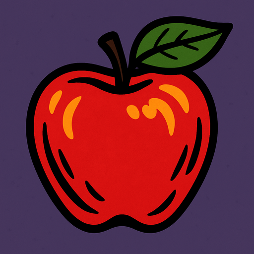apple 2d.
In-Game asset.  2d.  High contrast.  No shadows