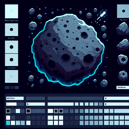 астероид.
Single Game Texture. In-Game asset. 2d. Blank background. High contrast. No shadows.