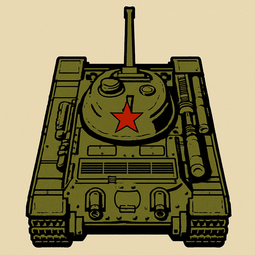 A Soviet tank..
In-Game asset.  2d.  High contrast.  No shadows. Top down view