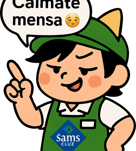 Que levante el brazo derecho apuntando con el dedo y que diga en un globo de dialogo  ́ ́Calmate Mensa''. CON UNA CARITA como burlandose un poco enojado. No olvides las lineas negras al volverlo png