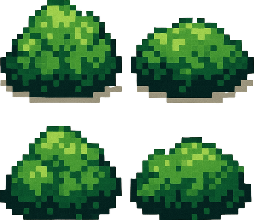 Generame arbustos pixelar.
In-Game asset.  2d.  High contrast.  No shadows