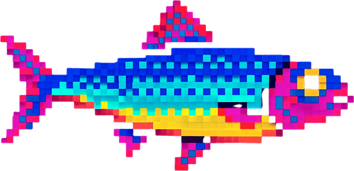 A sardine. 80s arcade machine graphics. 
Swimming Side profile.
In-Game asset.  2d.  High contrast.  No shadows