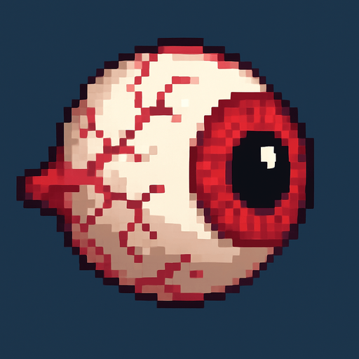 Pixel art 2 d high quality red eyeball. side wiev
In-Game asset.  2d.  High contrast.  No shadows