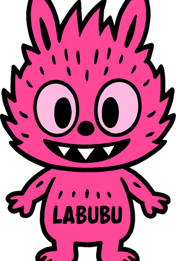Pink labubu.
In-Game asset.  2d.  High contrast.  No shadows