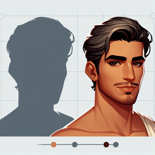 Quadro bonito de um homem bonito.
Single Game Texture. In-Game asset. 2d. Blank background. High contrast. No shadows.