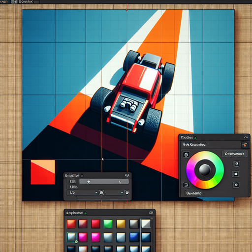 A  single car  looking upwards..
Single Game Texture. In-Game asset. 2d. Blank background. High contrast. No shadows.