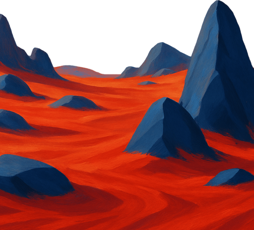 Fullscreen modern App Store landscape banner, 16:9, high definition, red sand with blue rocks jutting out No text on banner!