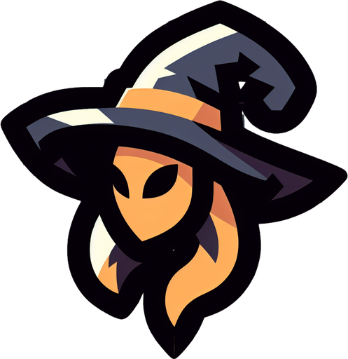 stylized wich head.
Single Game Texture. In-Game asset. 2d. Blank background. High contrast. No shadows.