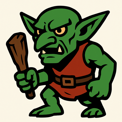 goblin.
In-Game asset.  2d.  High contrast.  No shadows