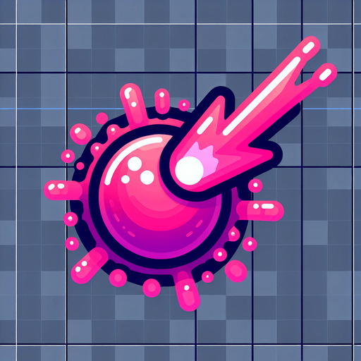 pink cartoon laser.
Single Game Texture. In-Game asset. 2d. Blank background. High contrast. No shadows.