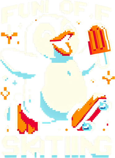 8-bit Pinguin_skater_features. Make a text written above (your way).
A