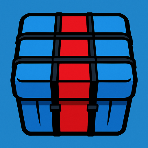 mavi ve kırmızı renklerinde siyah çizgileri olan bir airdrop kutusu yap, kuş bakışı olsun üstten gözüksün.
In-Game asset.  2d.  High contrast.  No shadows. bird eye