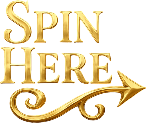 Crea un asset visual para una indicación de acción que diga 'Spin Here' con una flecha decorativa señalando a la derecha.

Objetivo: Guiar al usuario a un botón de giro o a una zona interactiva, con un toque de lujo y dinamismo.

Diseño:

Texto: La frase 'Spin Here' en una tipografía de casino elegante, clara y legible. El texto debe ser prominente.

Color del Texto: Dorado brillante o plateado pulido, con reflejos sutiles.

Flecha: Una flecha que apunte claramente hacia la derecha.

Estilo de la Flecha: Debe tener un diseño ligeramente 'enredado' o 'enrollado', como si fuera una cinta de oro o un elemento de filigrana que se desenrolla para formar la flecha. No debe ser una flecha simple y recta.

Color de la Flecha: Dorado brillante o plateado pulido, a juego con el texto.

Efectos: Sutiles brillos y sombras para darle volumen y un aspecto metálico.

Composición: El texto 'Spin Here' y la flecha deben estar visualmente conectados, formando un solo asset cohesivo. La flecha puede sali.
In-Game asset.  2d.  High contrast.  No shadows