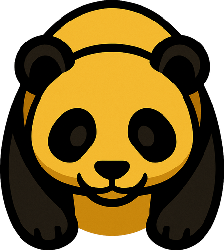 yellow panda top view.
In-Game asset.  2d.  High contrast.  No shadows