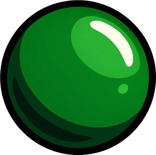 Koyu yeşil bilye.
In-Game asset.  2d.  High contrast.  No shadows