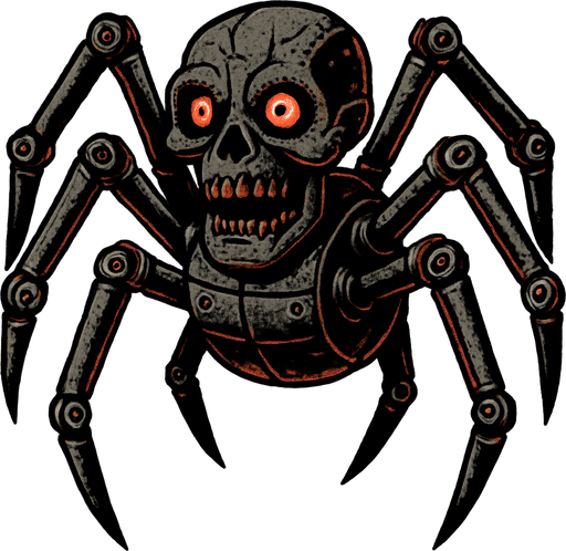 creepy animatronic spider.
In-Game asset.  2d.  High contrast.  No shadows