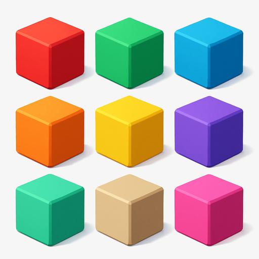 Pack of different 3D cube, Different colors, HD colors..
In-Game asset.  High contrast.  No shadows. 3D