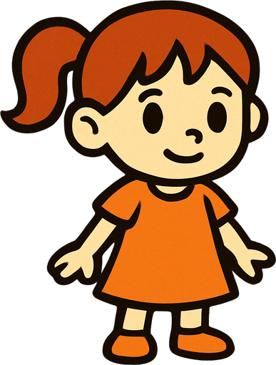Petite fille.
In-Game asset.  2d.  High contrast.  No shadows