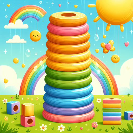 Amazing games background for wooden children’s rainbow stacking tower game.