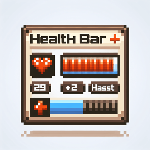 create a 2d pixel healthbar.
Single Game Texture. In-Game asset. 2d. Blank background. High contrast. No shadows.