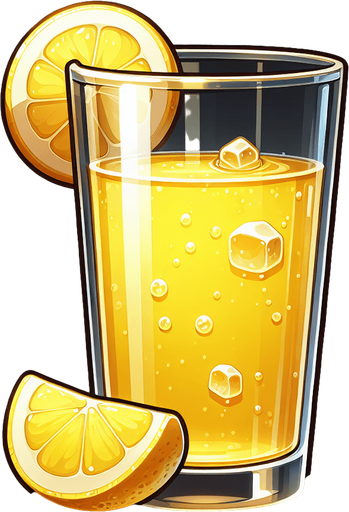 A nice glass of freshly made lemonade..
Single Game Texture. In-Game asset. 2d. Blank background. High contrast. No shadows.