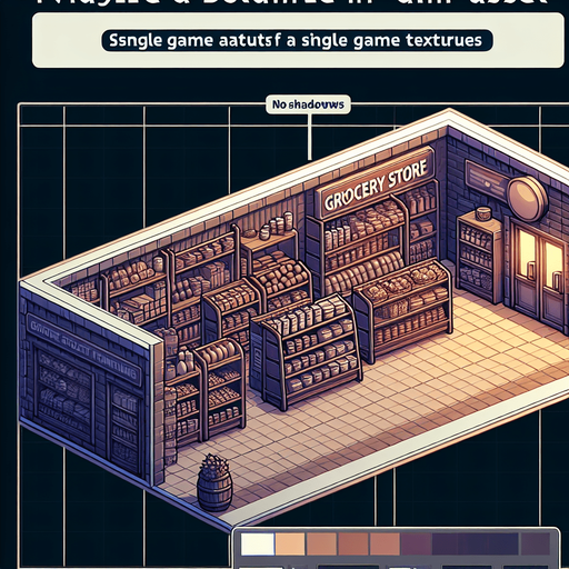 a grocery store.
Single Game Texture.  In-Game asset.  2d.  Blank background.  High contrast.  No shadows