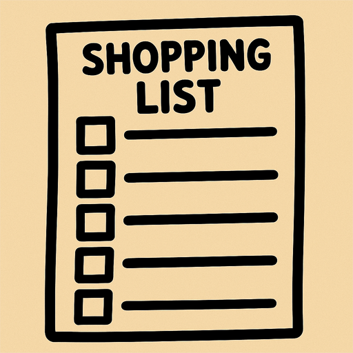 Shopping list that is blank.
In-Game asset.  2d.  High contrast.  No shadows