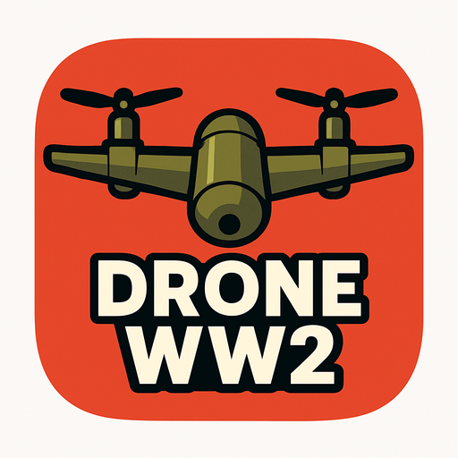 Modern App Store icon, high definition, square with rounded corners, for a game titled "Drone WW2".
In-Game asset.  2d.  High contrast.  No shadows