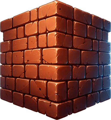 brick.
Single Game Texture. In-Game asset. 2d. Blank background. High contrast. No shadows.