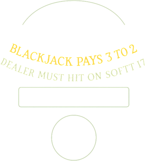 "Crea un asset de fondo para la mesa de Blackjack de un casino virtual, diseñada específicamente para un solo jugador.

Características visuales:

Material: Debe ser un fieltro de casino de alta calidad. El color principal debe ser un verde esmeralda profundo y rico, con una textura sutil que simule el fieltro real (sin ser demasiado ruidosa o distractora).

Diseño de la Mesa: Incluye las líneas y marcadores clásicos de una mesa de Blackjack, adaptada para un único jugador:

Un arco o semicírculo claro para la posición del crupier, ubicado en la parte superior de la mesa.

Una única área claramente definida para la posición del jugador, ubicada frente a la posición del crupier. Esta posición debe tener un círculo para la apuesta.

Un área designada para las cartas del crupier.

Si es posible, incluye un texto sutil y elegante en dorado o blanco que indique las reglas básicas del Blackjack, como "BLACKJACK PAYS 3 TO 2" y "DEALER MUST HIT ON SOFT 17" (o las reglas que prefiera.
In-Game asset.  2d.  High contrast.  No shadows