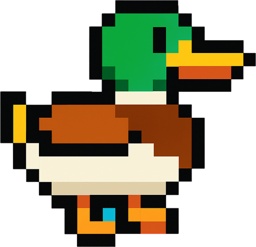 Ordek pixel.
In-Game asset.  2d.  High contrast.  No shadows