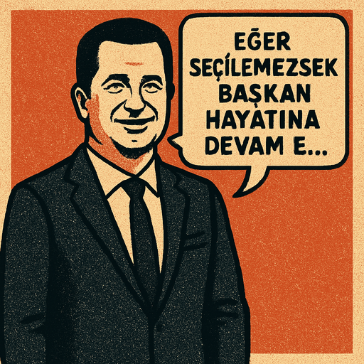 Bir iş adamı karakteri oluştur , Acun ılıcalıya benzesin karakter. Karakterin  üstünde konuşma balonuna benzer bir balon olsun. Bu balonun içinde "Eğer seçilemezsek başkan hayatına devam e..." yazsın . Görsel Retro temada olsun !.
In-Game asset.  2d.  High contrast.  No shadows