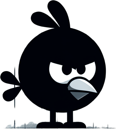 Bad bird.
Single Game Texture.  In-Game asset.  2d.  Blank background.  High contrast.  No shadows