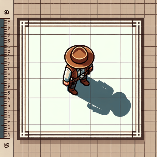 Sherif man, drone view..
Single Game Texture. In-Game asset. 2d. Blank background. High contrast. No shadows.