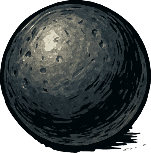 17.th century cannon bullet semirealistic medieval cannon bullet.
In-Game asset.  2d.  High contrast.  No shadows