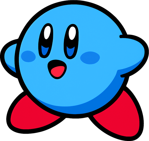 Blue kirby.
In-Game asset.  2d.  High contrast.  No shadows