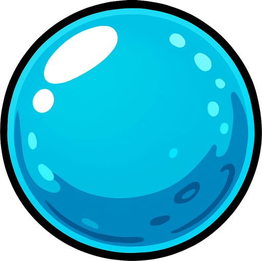 blue sfere, ball, slime, translucent,.
In-Game asset.  2d.  High contrast.  No shadows. cartoon. simple. draw