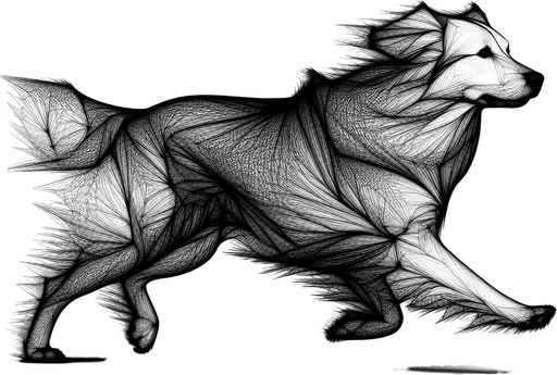 Dog which goes to the left.
2D, Without background