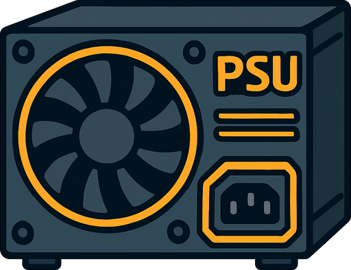 PSU bilgisayar Parçası.
In-Game asset.  2d.  High contrast.  No shadows