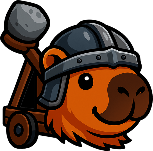 Elimina la espada. Añade una catapulta en la parte de atras de la cabeza con una piedra. La catapulta debe de  tener la piedra al lado izquierdo simulando se va a lanzar a la derecha. Haz la cabeza un poco mas pequeña.