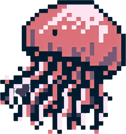 2d 16 bit classic image jellyfish.
Single Game Texture.  In-Game asset.  2d.  Blank background.  High contrast.  No shadows