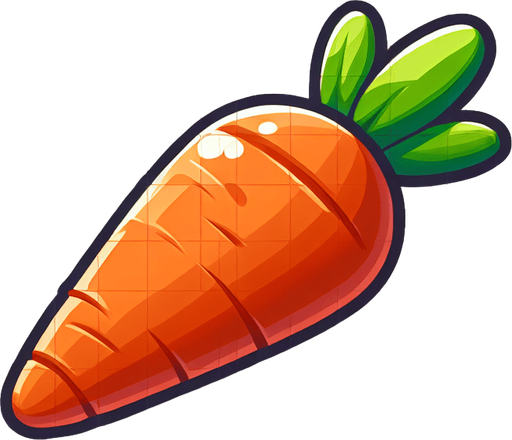 carrote.
Single Game Texture.  In-Game asset.  2d.  Blank background.  High contrast.  No shadows