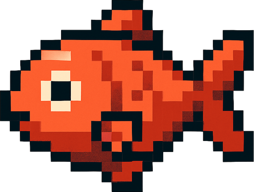 pixel art 2D fish.
In-Game asset.  2d.  High contrast.  No shadows