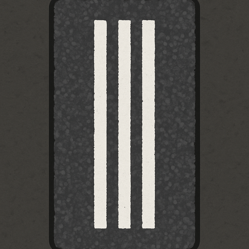 Ground asphalt white striped road.
In-Game asset.  2d.  High contrast.  No shadows